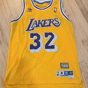 Adidas Yellow Lakers Jersey with Purple Number 32